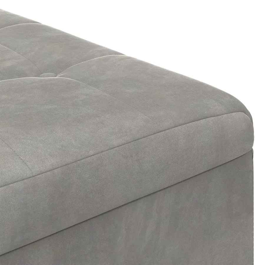 Pouf de rangement Gris clair 60 x 60 x 45 cm Velours - 7