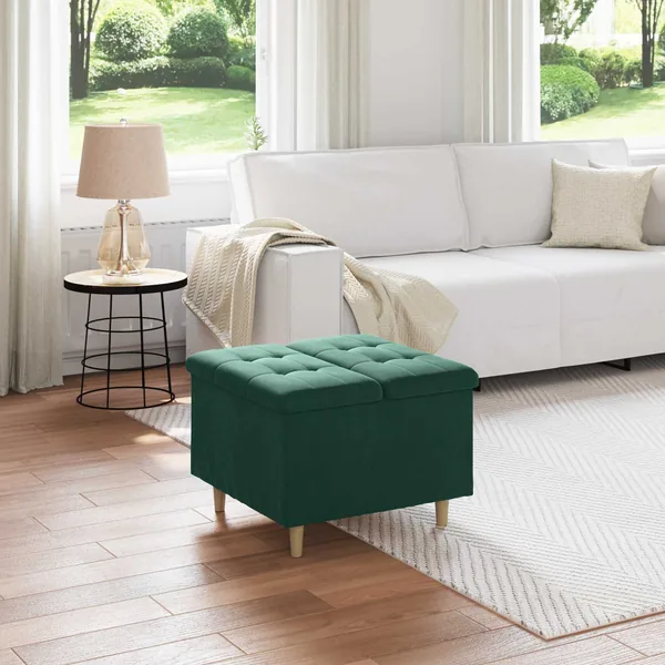 Pouf de rangement Vert foncé 60 x 60 x 45 cm Velours