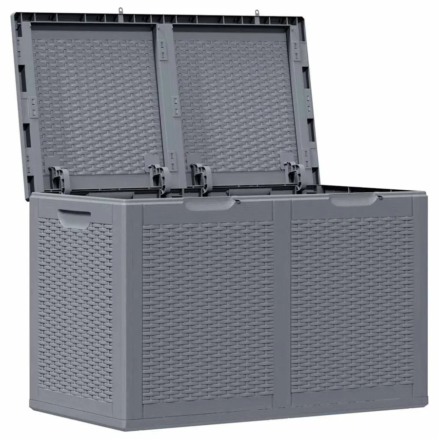 Boîte de rangement de jardin gris PP rotin 180 L - 4