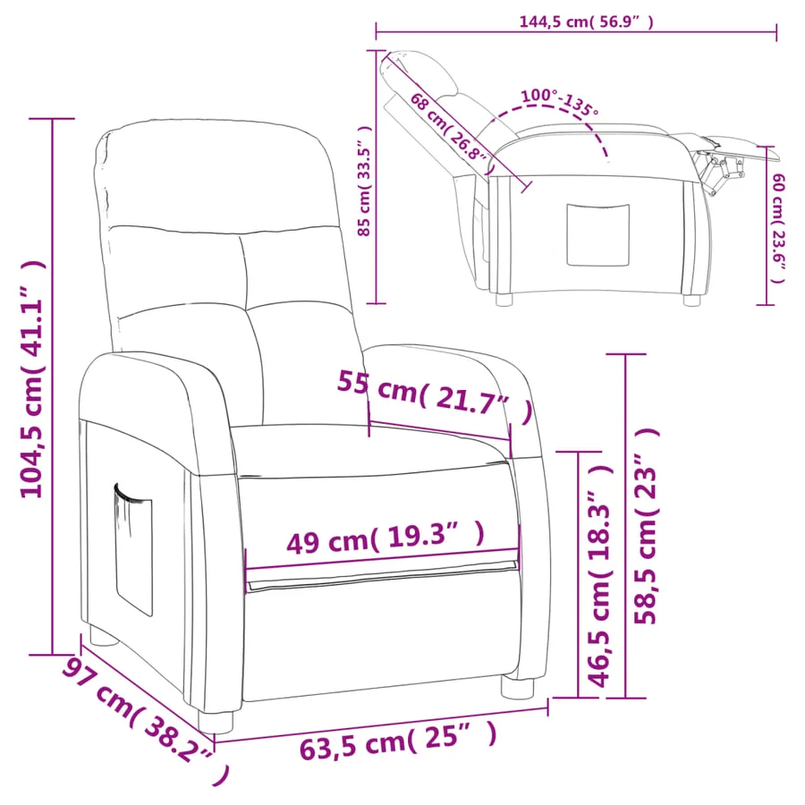 Fauteuil inclinable Taupe Tissu - 9
