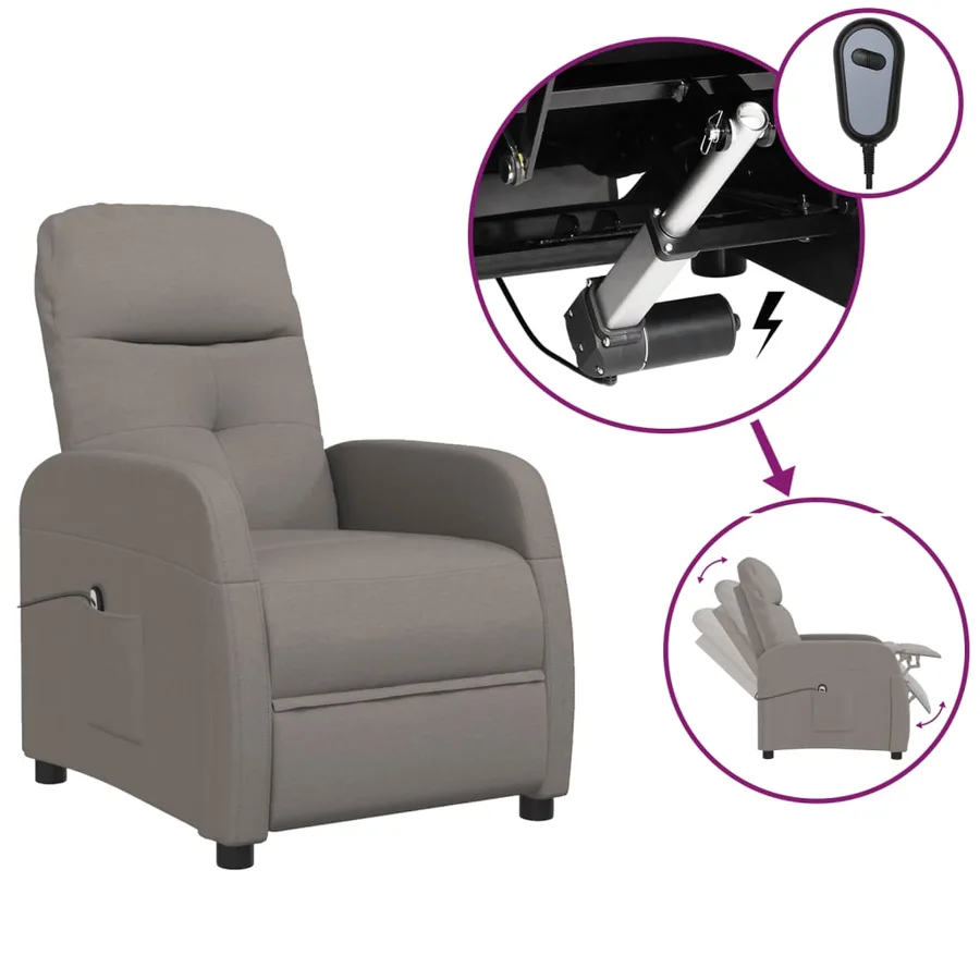 Fauteuil inclinable électrique Taupe Tissu - 2