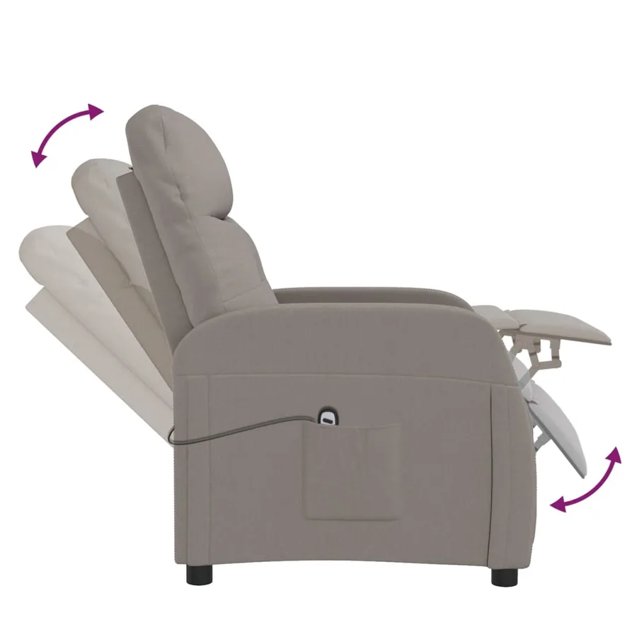 Fauteuil inclinable électrique Taupe Tissu - 7