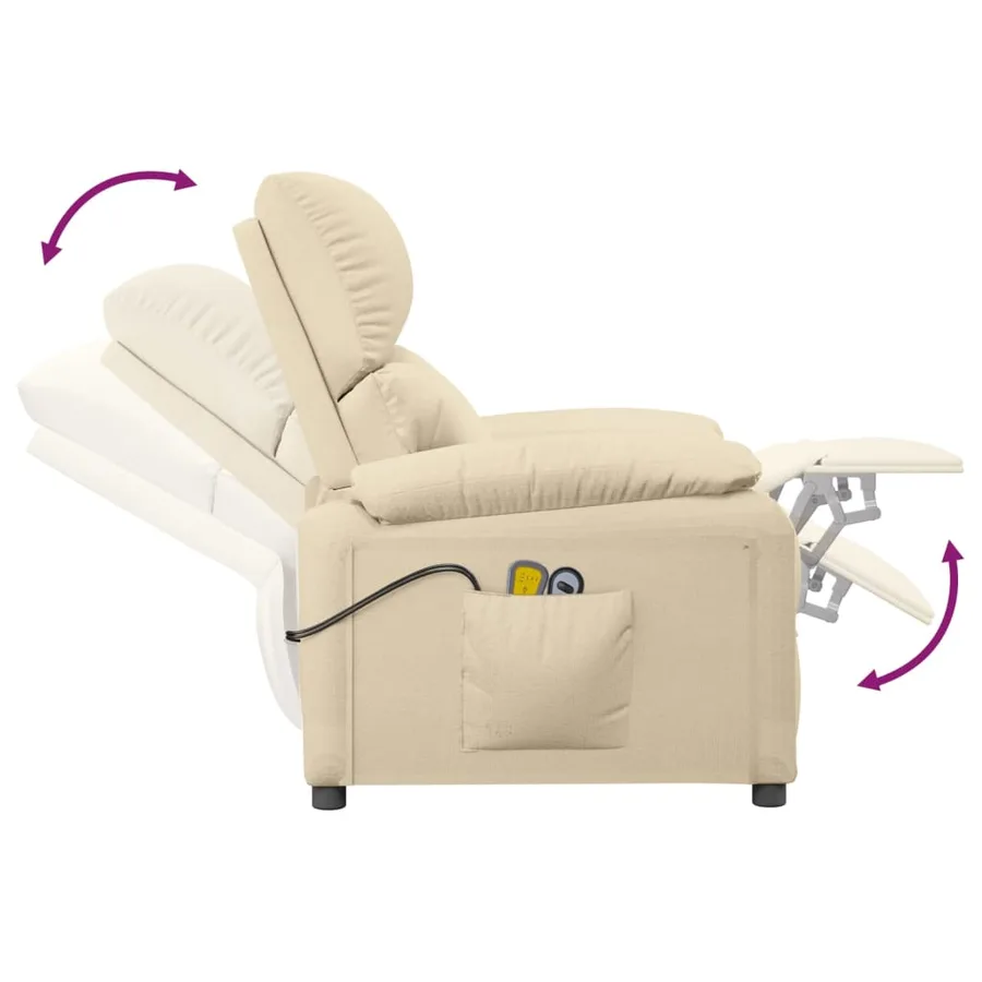 Fauteuil électrique de massage Crème Tissu - 8