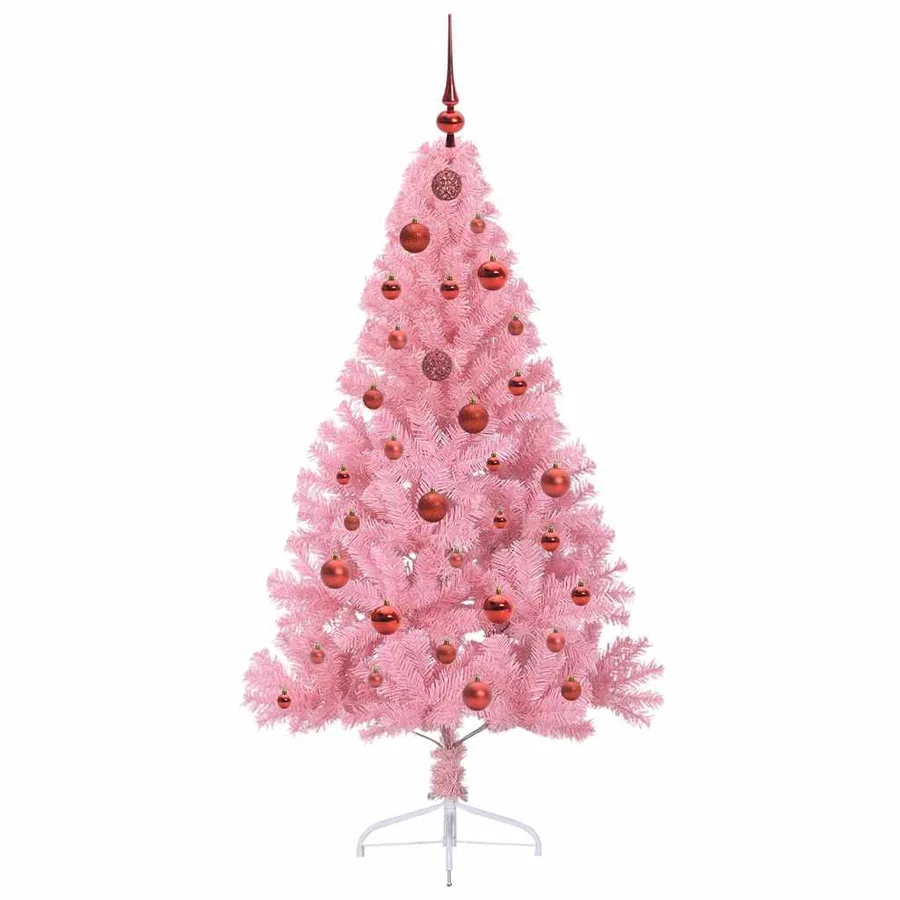 Sapin de Noël artificiel pré-éclairé Rose 150 cm PVC - 4