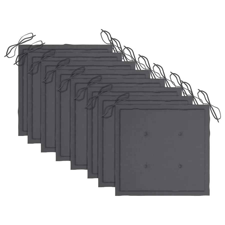 Chaises de jardin lot de 8 avec coussins Bois de teck massif - 8