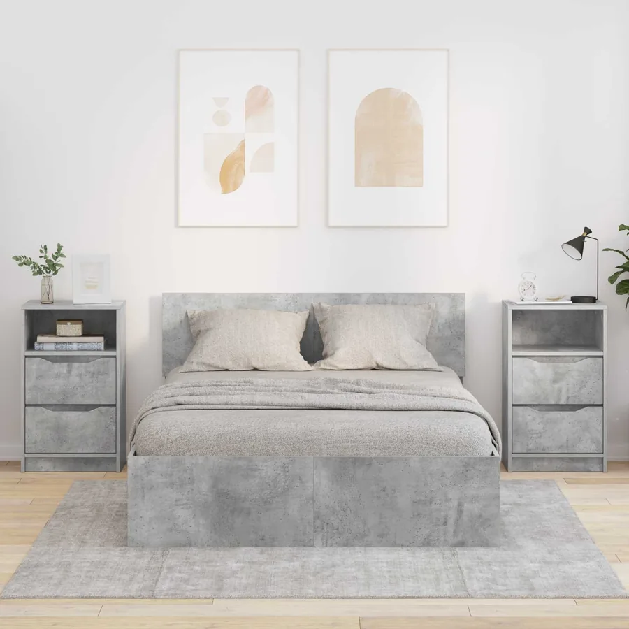 Tables de chevet avec tiroir 2 pcs Gris béton 40 x 30 x 467 cm