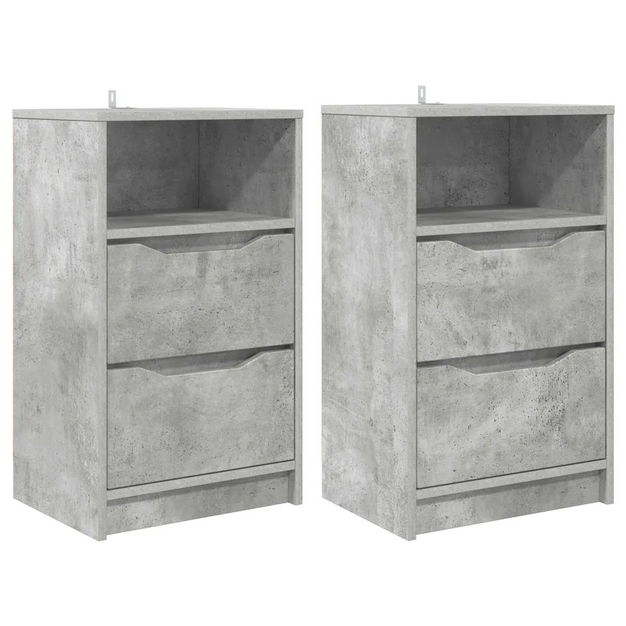 Tables de chevet avec tiroir 2 pcs Gris béton 40 x 30 x 467 cm - 2
