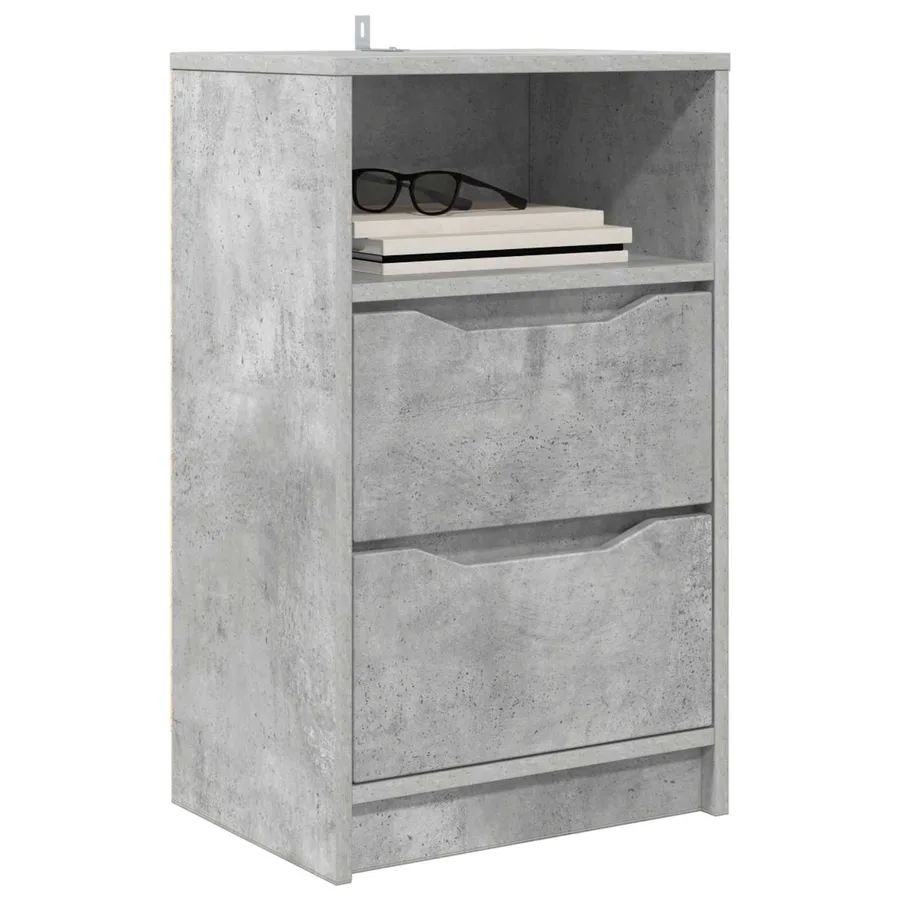 Tables de chevet avec tiroir 2 pcs Gris béton 40 x 30 x 467 cm - 3