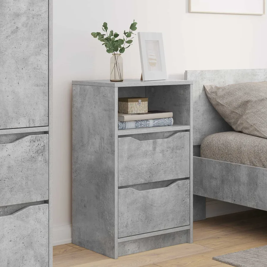 Tables de chevet avec tiroir 2 pcs Gris béton 40 x 30 x 467 cm - 4