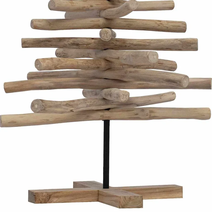Sapin de Noël avec support Marron 120 cm Bois de teck solide - 10