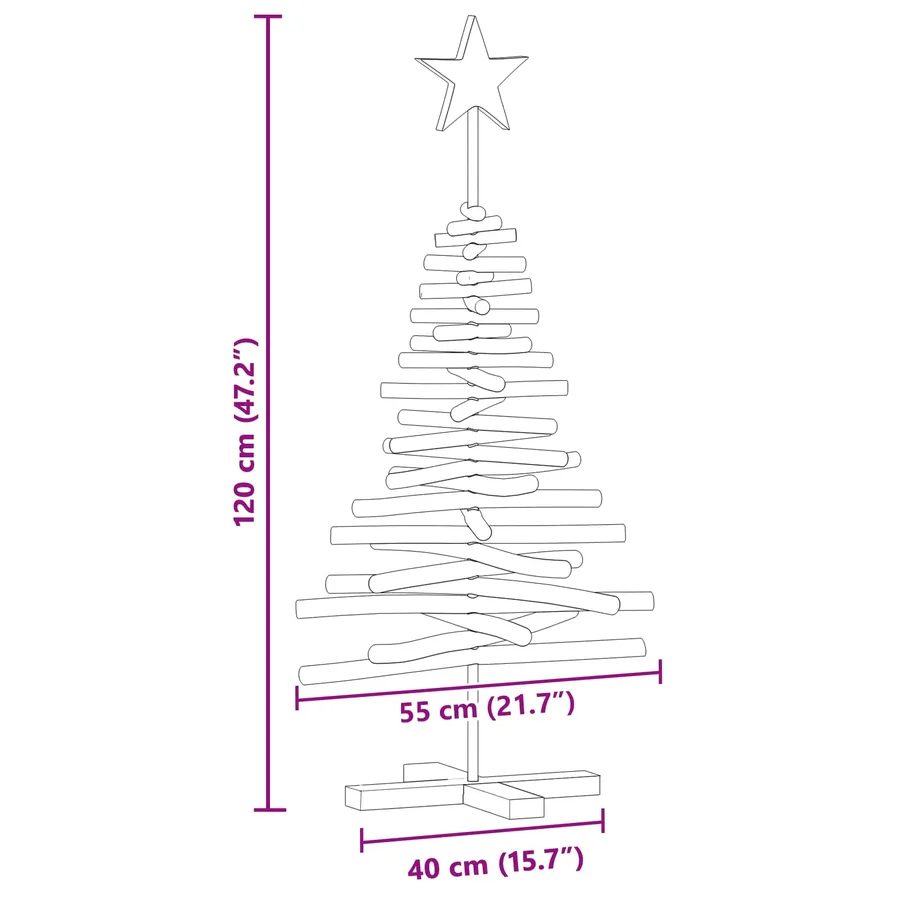 Sapin de Noël avec support Marron 120 cm Bois de teck solide - 12