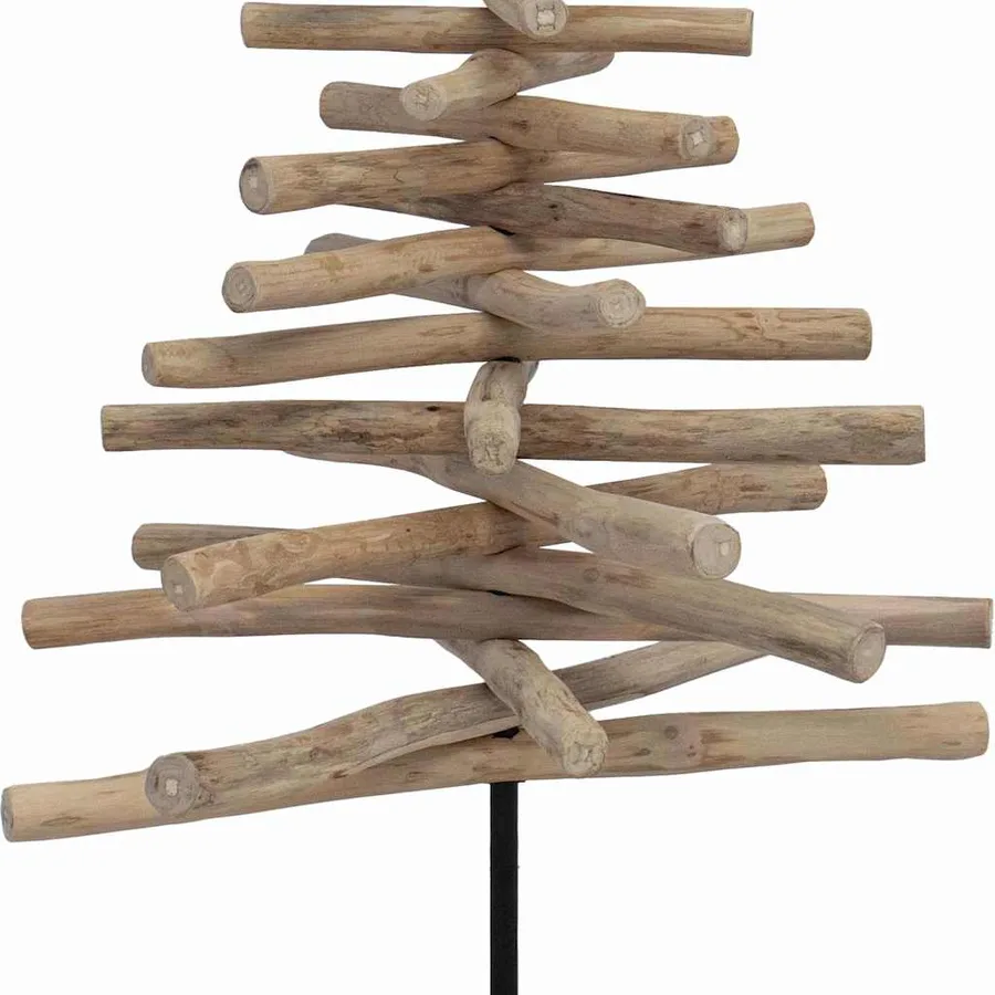 Sapin de Noël avec support Marron 120 cm Bois de teck solide - 9