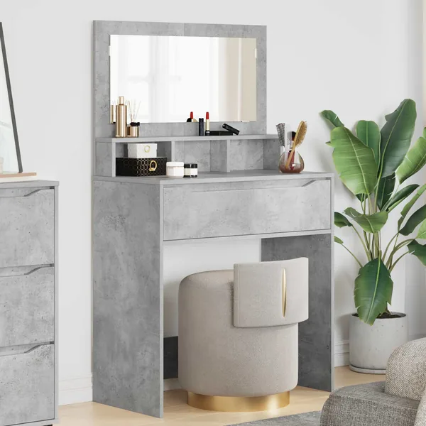 Tables de maquillage pour chambre Gris béton 80 x 39,6 x 135 cm