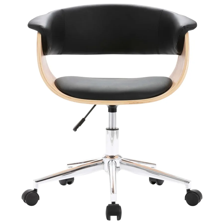 Chaise pivotante à manger Noir Bois courbé et similicuir - 3