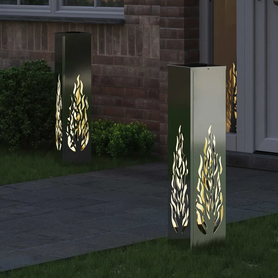 Lumière de chemin LED solaire 2 pcs Blanc chaud 18 x 18 x 80 cm - 3
