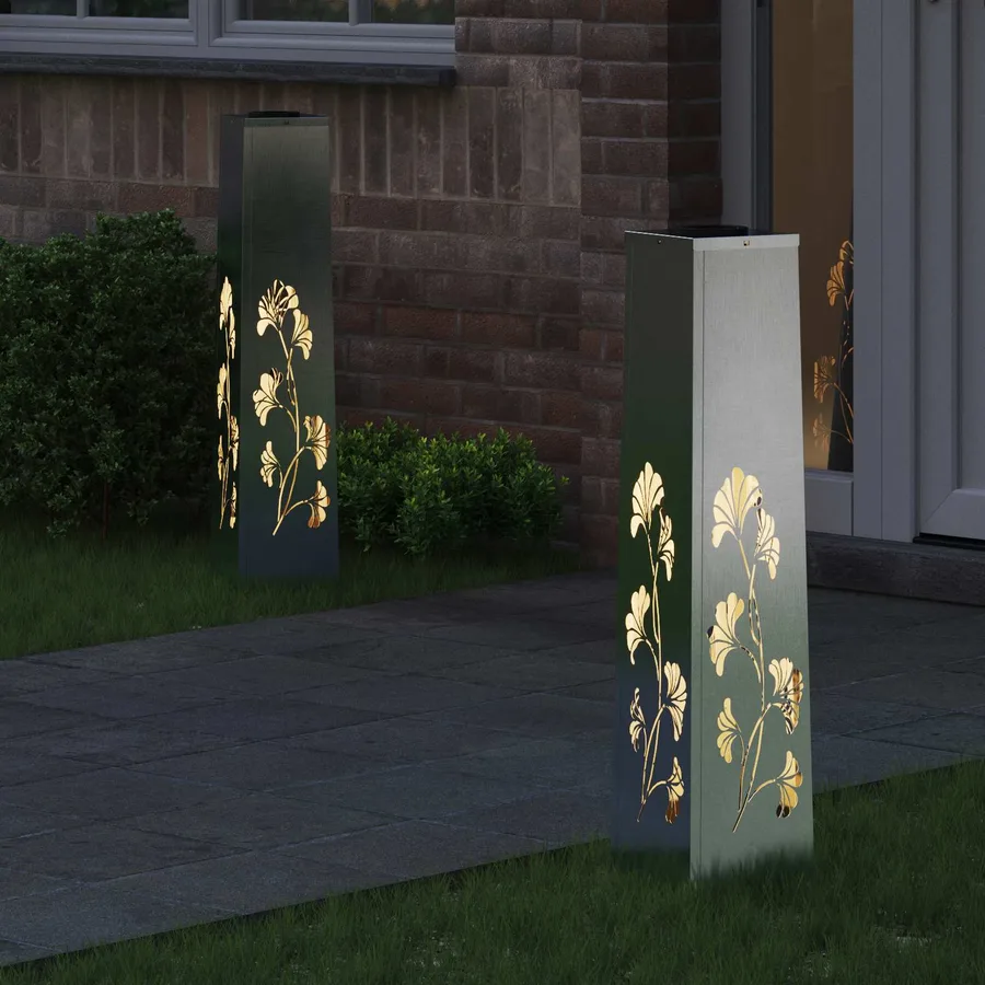 Lumière de chemin LED solaire 2 pcs Blanc chaud 18 x 18 x 80 cm - 3