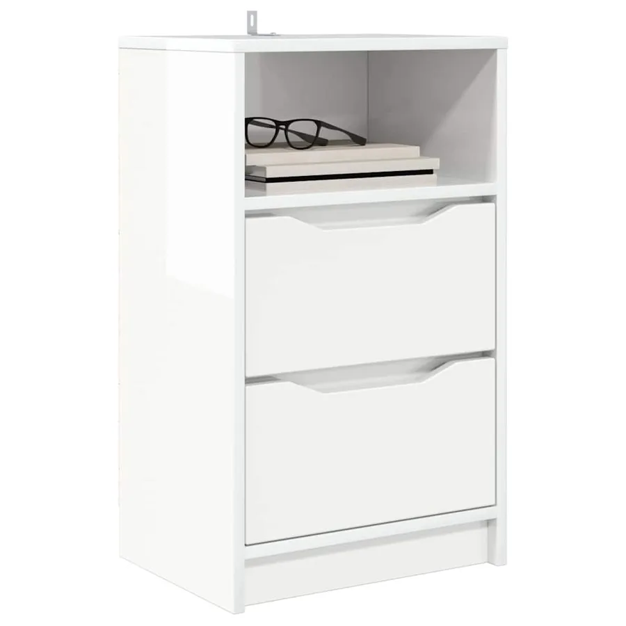 Tables de chevet 2 pcs Blanc brillant 40 x 30 x 467 cm - 3