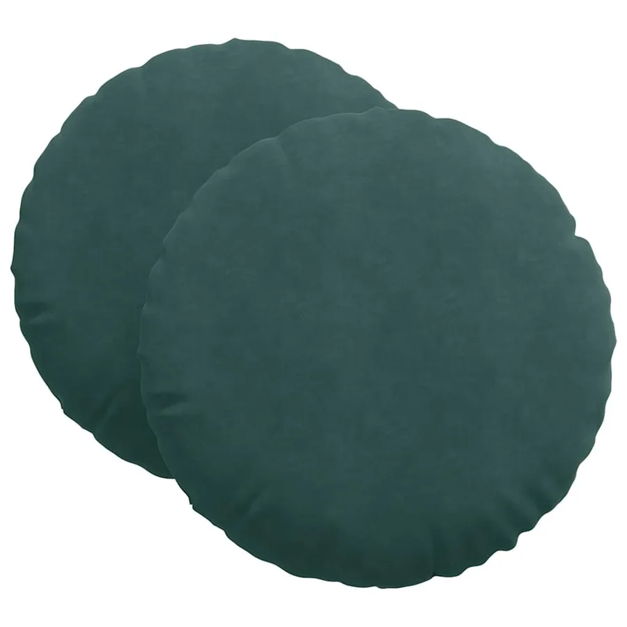 Coussins de siège 2 pcs Vert foncé Ø60 x 21 cm Velours - 2