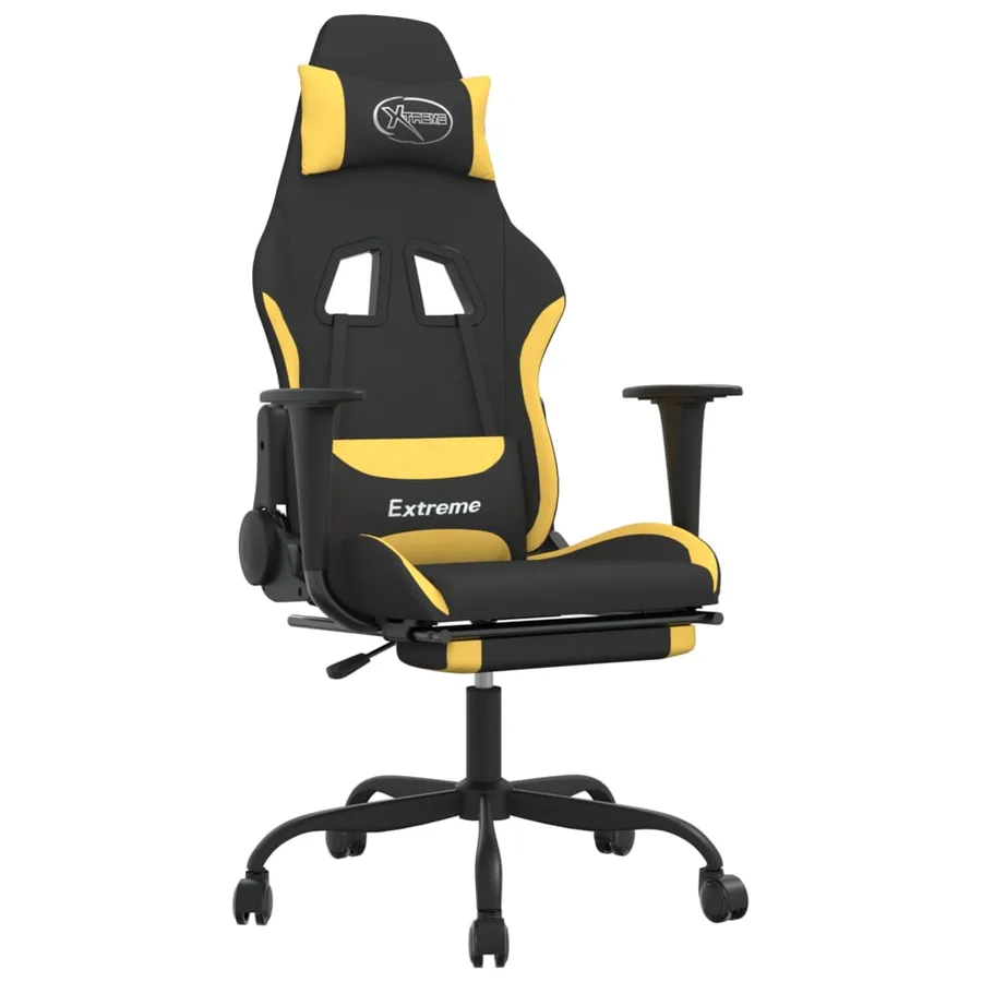 Chaise de jeu avec repose-pied Noir et jaune Tissu - 2