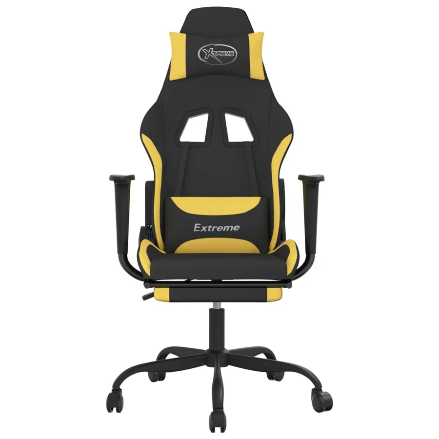 Chaise de jeu avec repose-pied Noir et jaune Tissu - 3