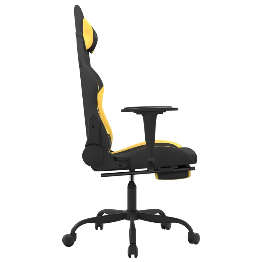 Chaise de jeu avec repose-pied Noir et jaune Tissu - 4