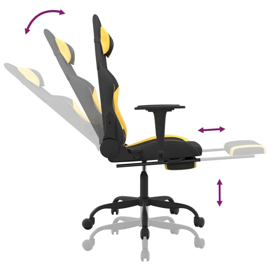 Chaise de jeu avec repose-pied Noir et jaune Tissu - 7