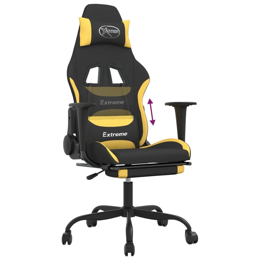 Chaise de jeu avec repose-pied Noir et jaune Tissu - 8