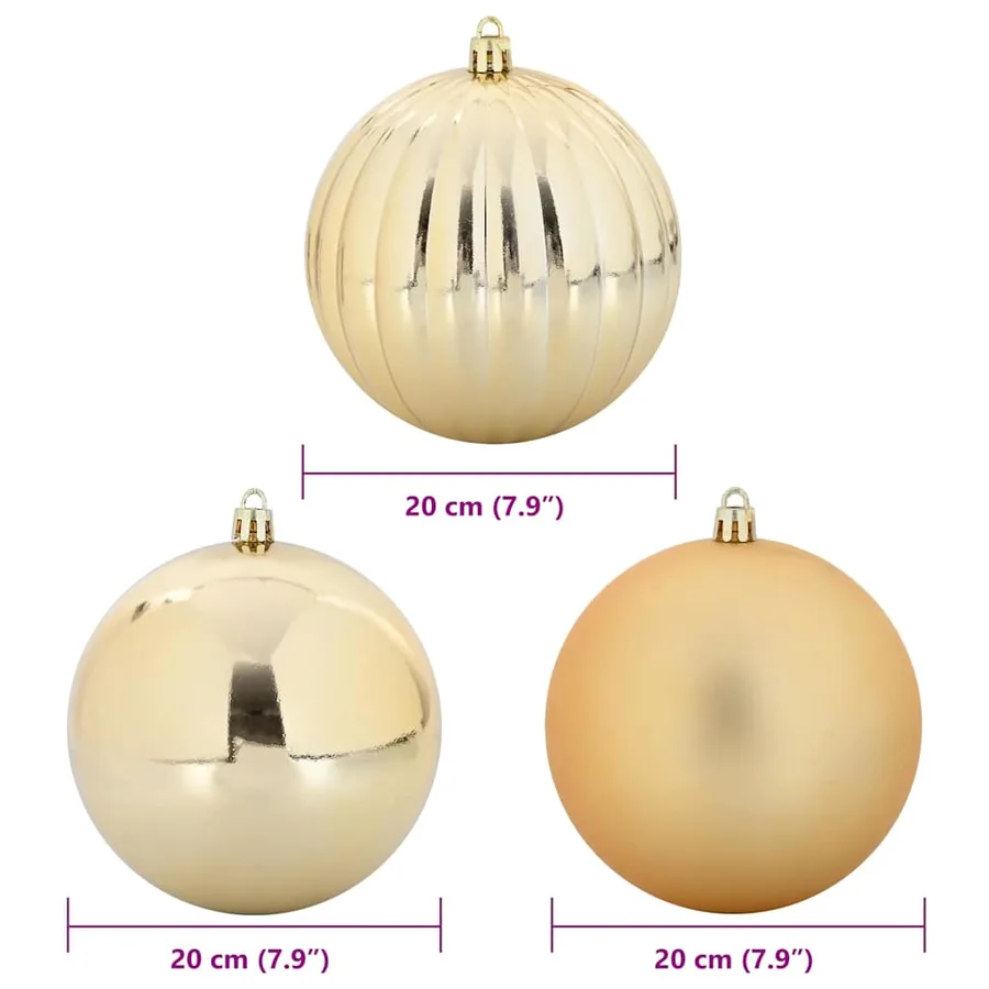 Ensemble de Boules de Noël XXL 4 pcs Doré Ø 20 cm Plastique LED - 5