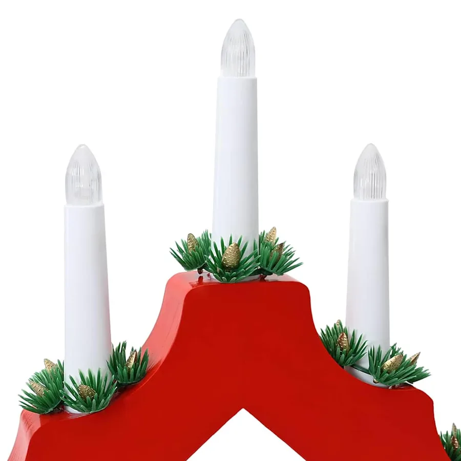 Pont de bougie de Noël 3 pcs Rouge 39.5 x 5 x 29 cm Pin massif - 11