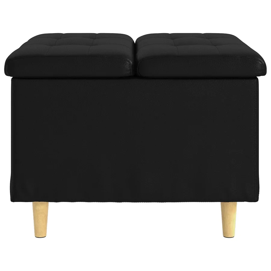 Pouf de rangement avec coussin Noir 60 x 60 x 45 cm Simili cuir - 5
