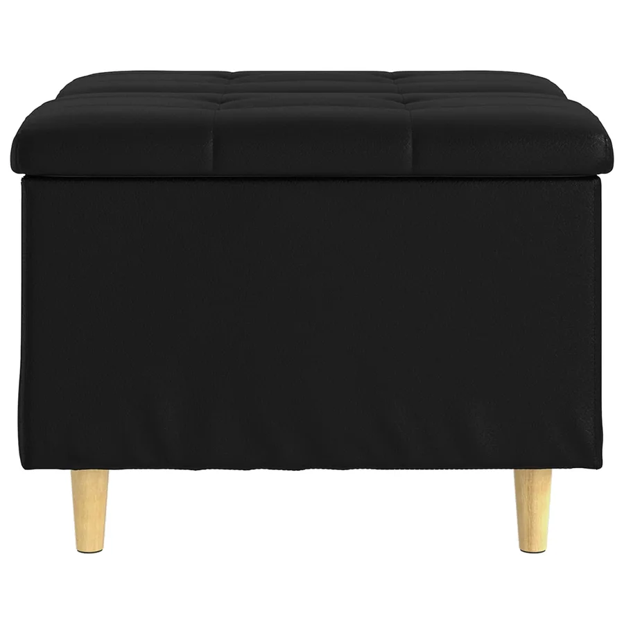 Pouf de rangement avec coussin Noir 60 x 60 x 45 cm Simili cuir - 6