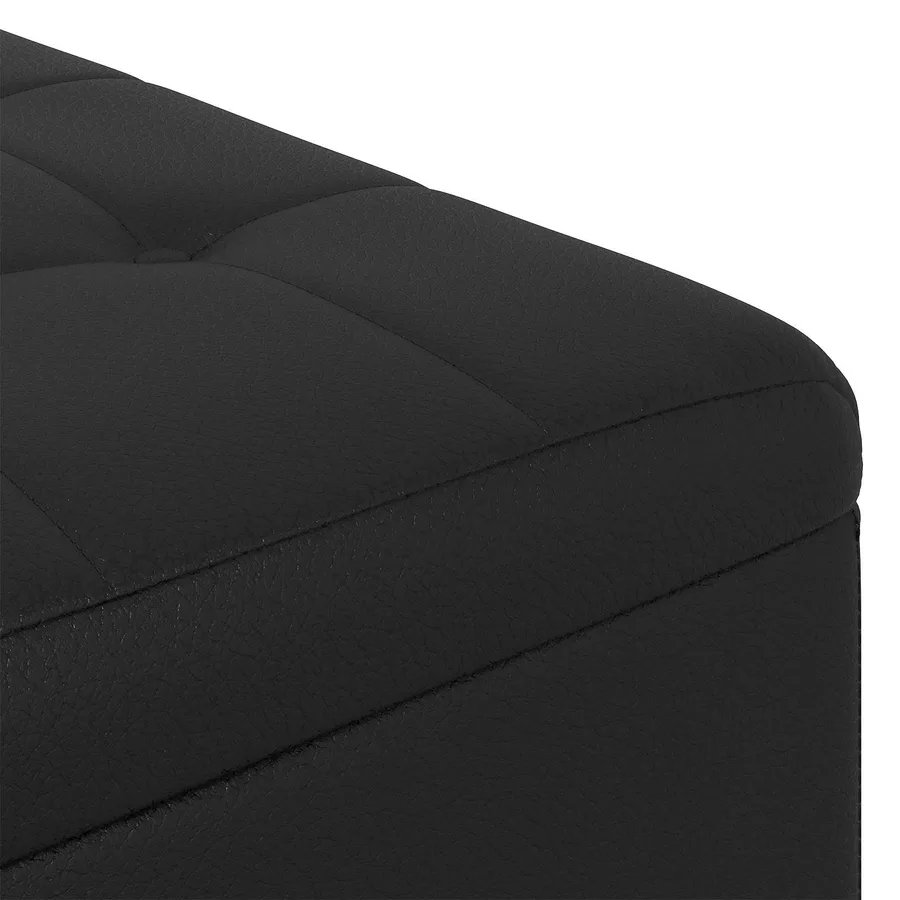Pouf de rangement avec coussin Noir 60 x 60 x 45 cm Simili cuir - 7