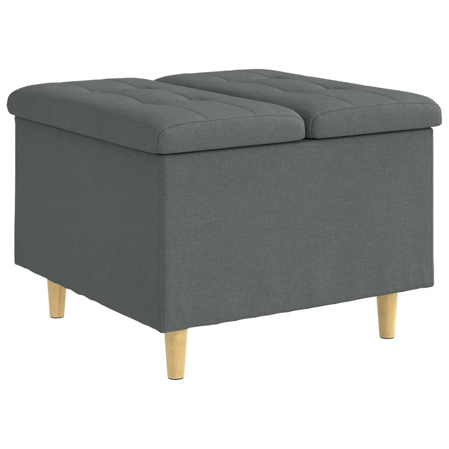 Pouf de rangement avec coussin Gris foncé 60 x 60 x 45 cm tissu - 2