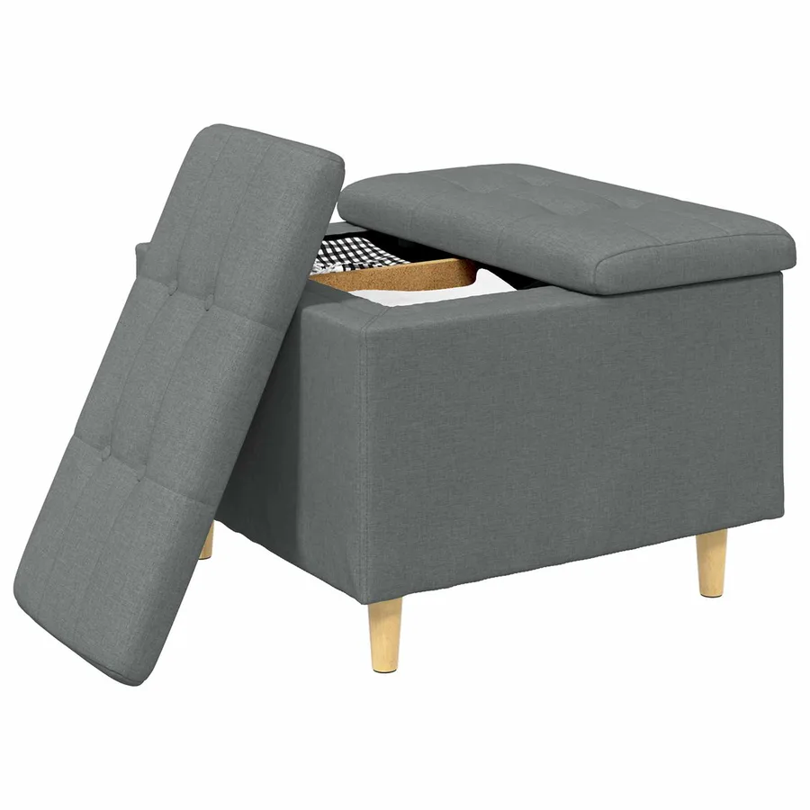 Pouf de rangement avec coussin Gris foncé 60 x 60 x 45 cm tissu - 3