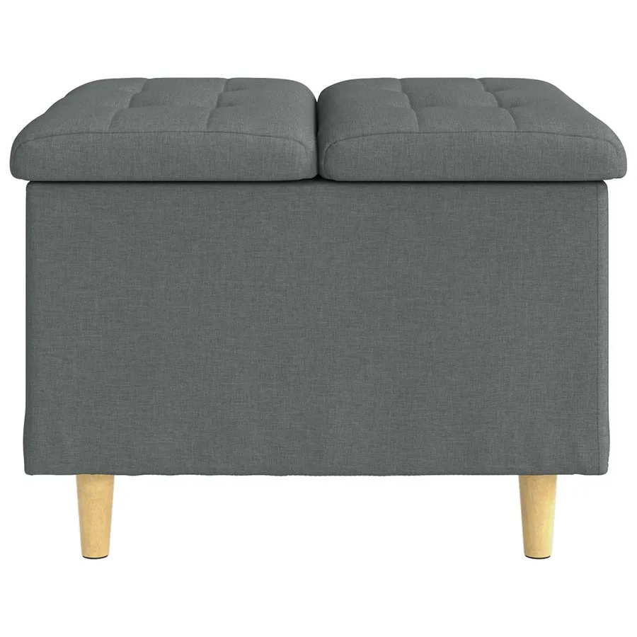 Pouf de rangement avec coussin Gris foncé 60 x 60 x 45 cm tissu - 5