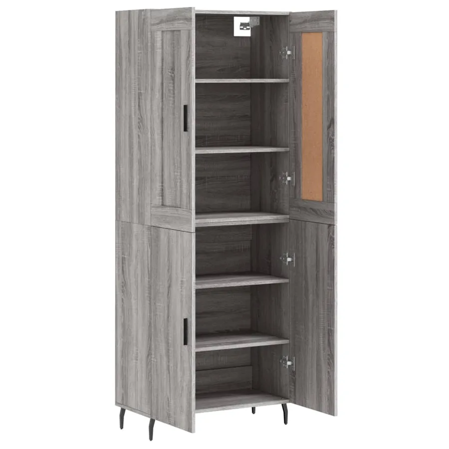 Buffet haut Sonoma gris 69,5x34x180 cm Bois d'ingénierie - 4