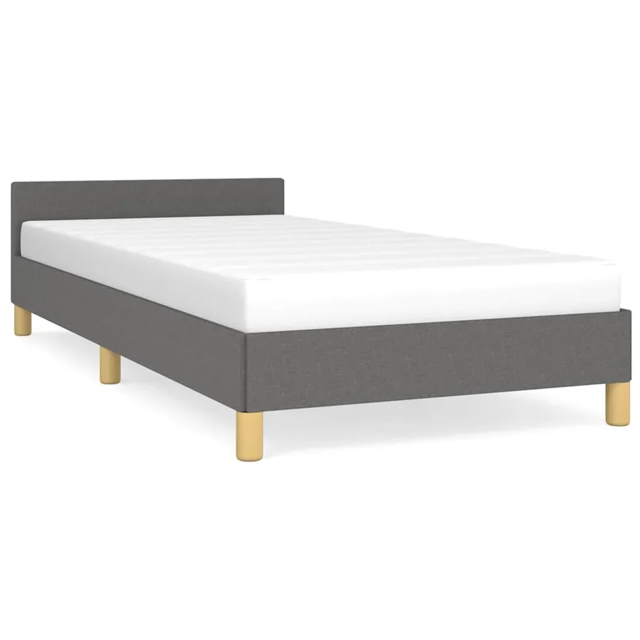 Cadre de lit sans matelas gris foncé 90x200 cm tissu - 2