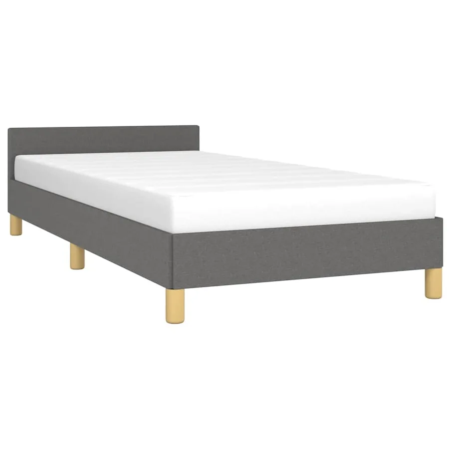 Cadre de lit sans matelas gris foncé 90x200 cm tissu - 3
