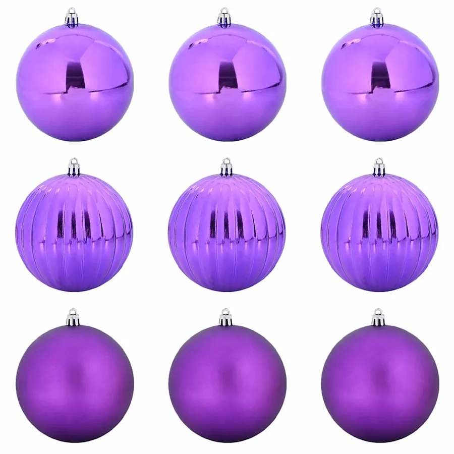 Ensemble de Boules de Noël XL 9 pcs Lilas Ø 15 cm Plastique LED - 2
