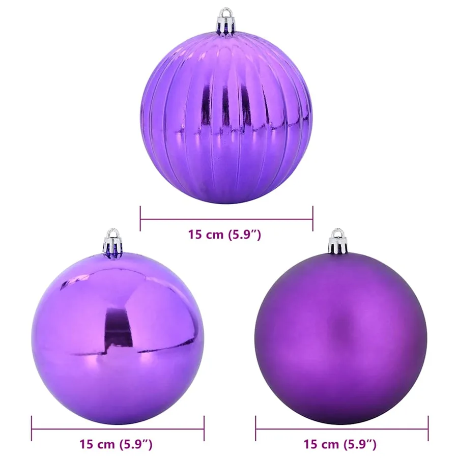 Ensemble de Boules de Noël XL 9 pcs Lilas Ø 15 cm Plastique LED - 5