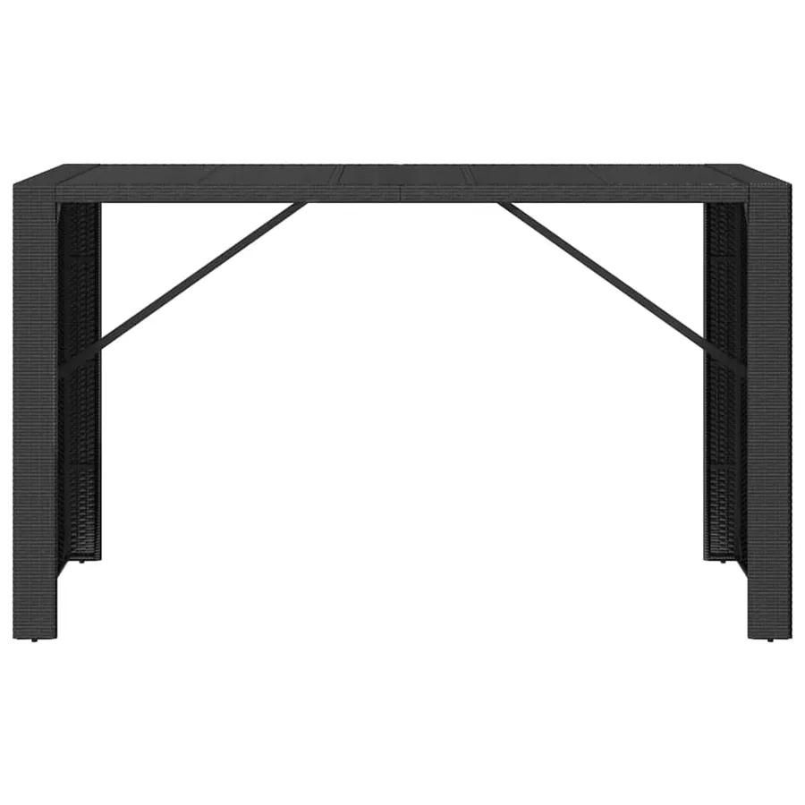 Table de bar et dessus en verre noir 185x80x110 cm poly rotin - 3