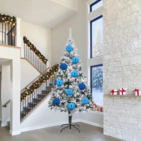 Ensemble de Boules de Noël XXL 3 pcs Bleu Ø 25 cm Plastique LED