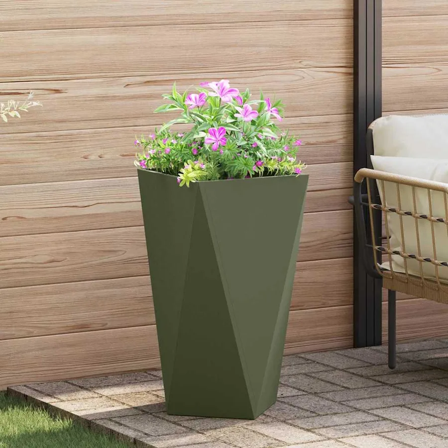 Jardinière 2 pc Vert olive 40 x 40 x 75 cm Acier - 4