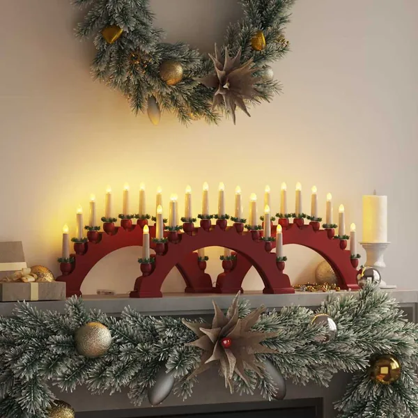 Arche de Bougies de Noël avec 10 Bougies LED 3 pcs Rouge
