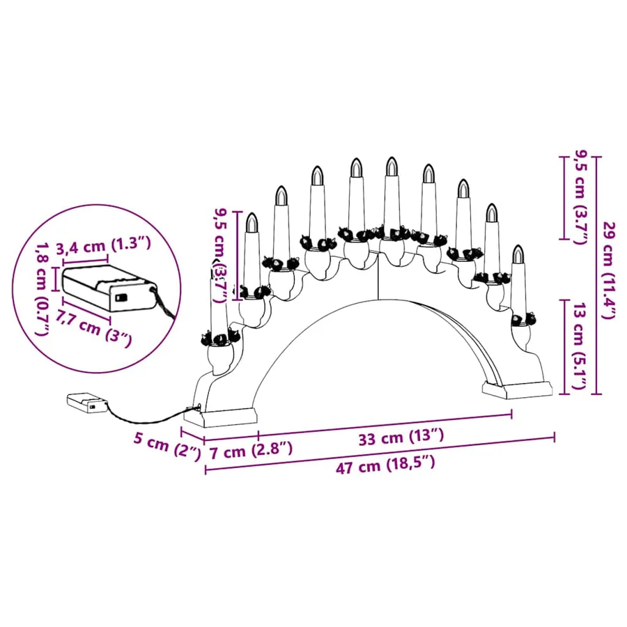 Arche de Bougies de Noël avec 10 Bougies LED 3 pcs Rouge - 13