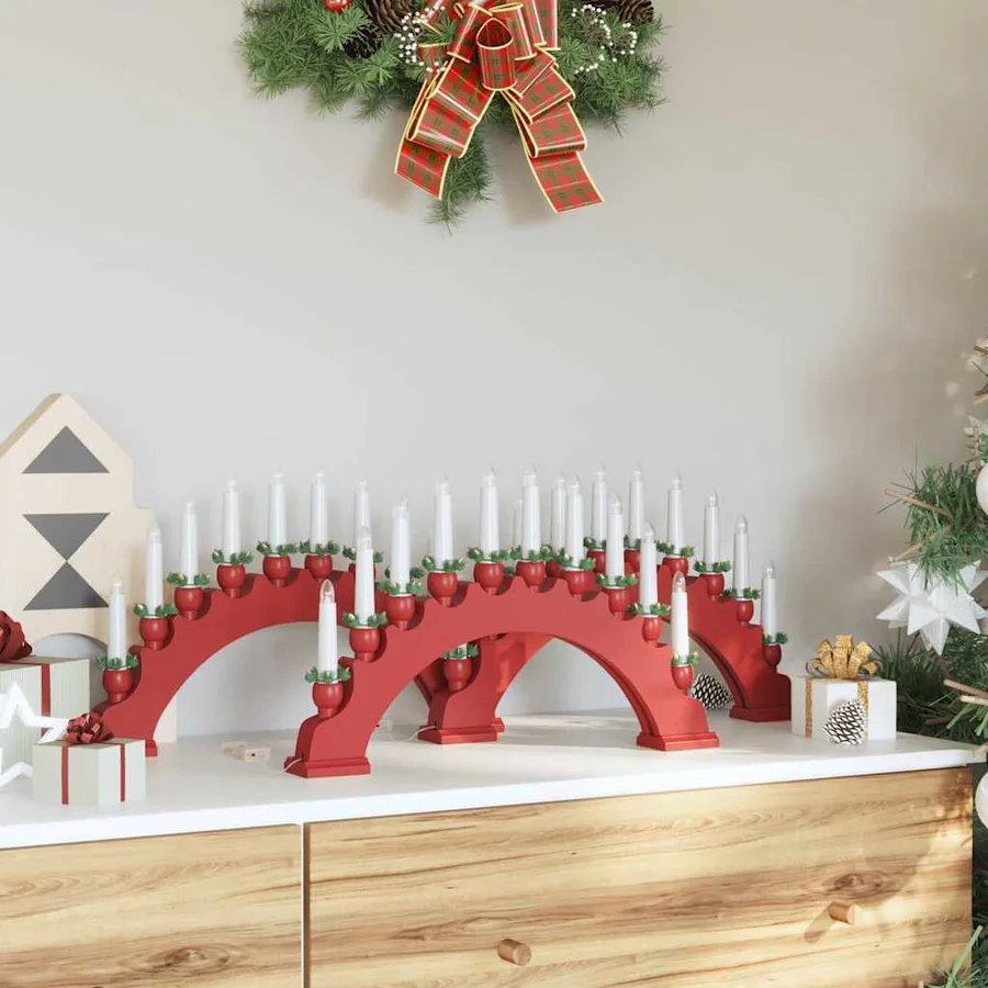 Arche de Bougies de Noël avec 10 Bougies LED 3 pcs Rouge - 3