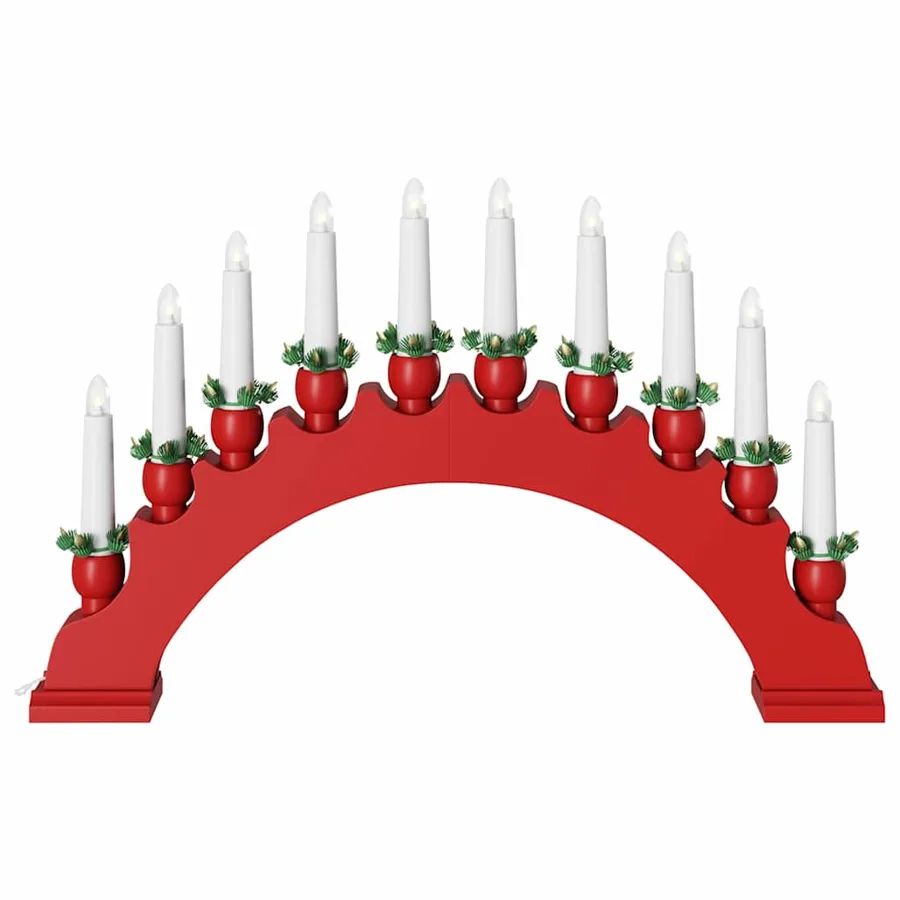 Arche de Bougies de Noël avec 10 Bougies LED 3 pcs Rouge - 7