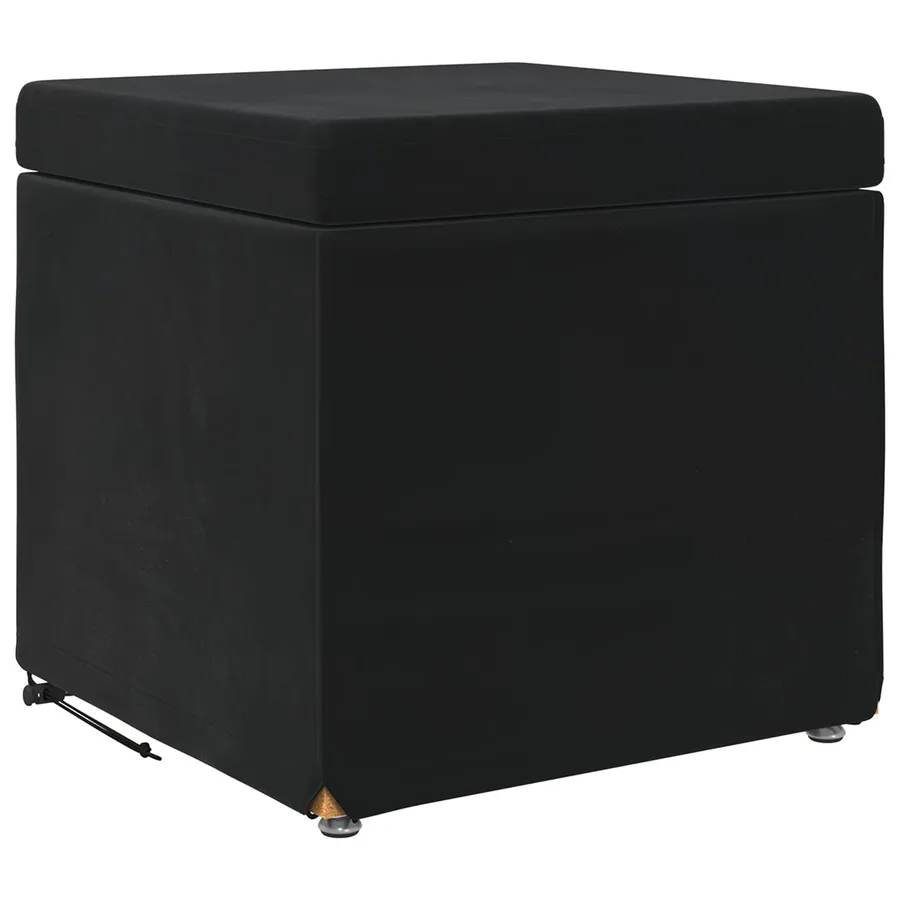 Tabouret Noir 41 x 41 x 40 cm Velours et Bois Composite - 2