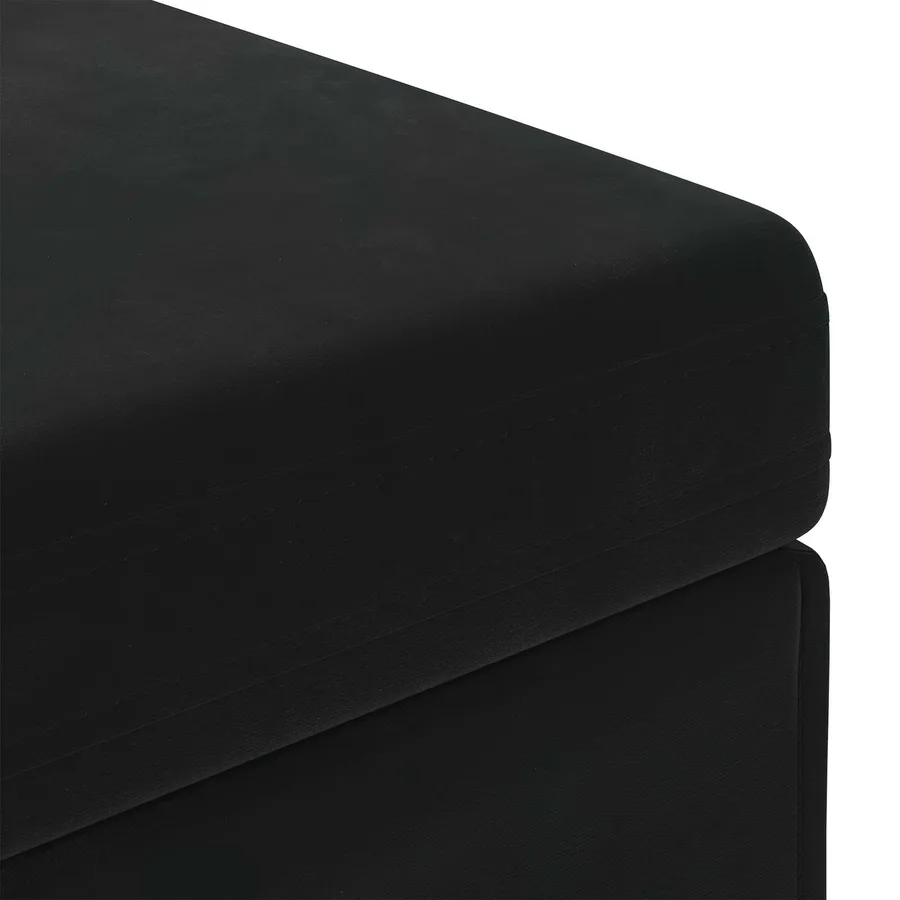 Tabouret Noir 41 x 41 x 40 cm Velours et Bois Composite - 5