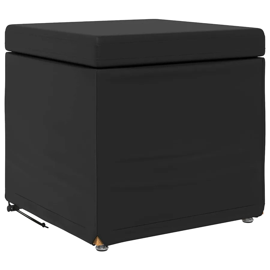 Tabouret Noir Cuir Synthétique et Bois Composite - 2